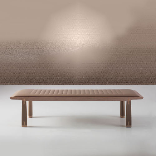 Banc contemporain - VASI  - DIMENSIONE CHI WING LO - en chêne naturel / en tissu / en cuir
