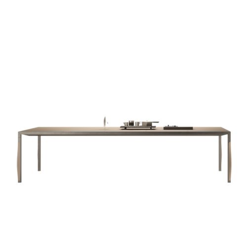 Table contemporaine - FAYI  - DIMENSIONE CHI WING LO - en bois / avec piètement en métal / avec piètement en cuir