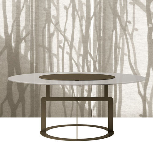 Table contemporaine - OLOS - DIMENSIONE CHI WING LO - en verre / en tissu / avec piètement en métal