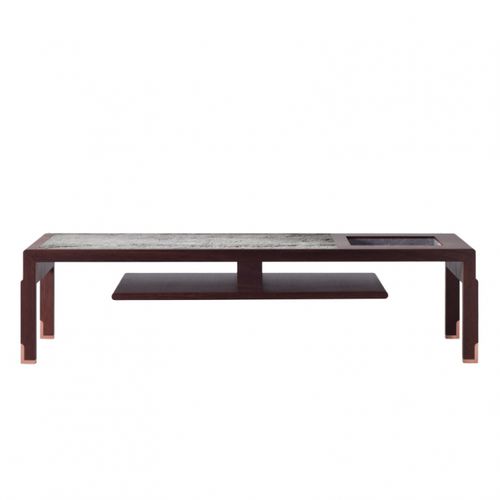 Table basse contemporaine - GAIA - DIMENSIONE CHI WING LO - en sucupira / en pierre naturelle / avec piètement en bois
