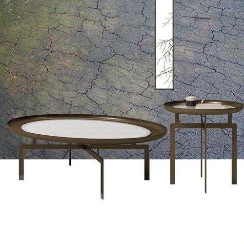 Table d'appoint contemporaine - NERA - DIMENSIONE CHI WING LO - en métal / en tissu / avec piètement en métal