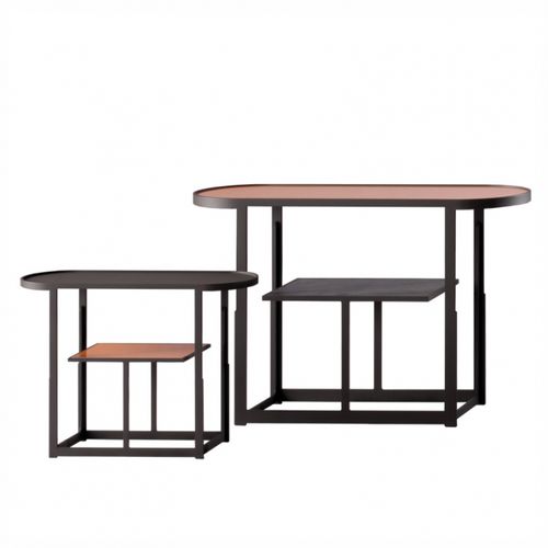 Table d'appoint contemporaine - PERI - DIMENSIONE CHI WING LO - en bois laqué / avec piètement en bois laqué brillant / ovale