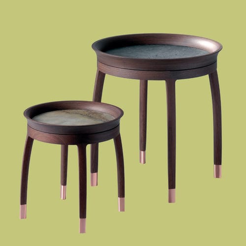 Table d'appoint contemporaine - NOTA - DIMENSIONE CHI WING LO - en placage de bois / en sucupira / en cuir
