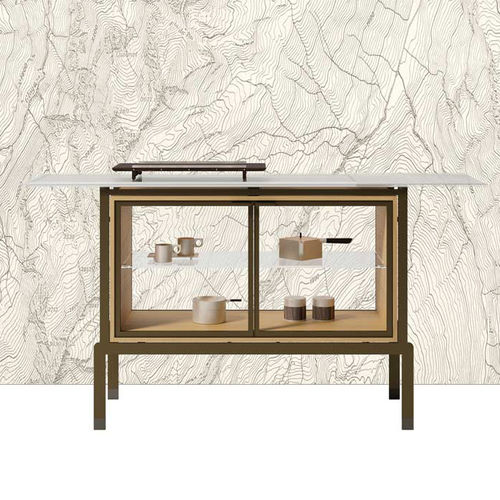 Buffet contemporain - NERA - DIMENSIONE CHI WING LO - en chêne naturel / en sucupira / en métal
