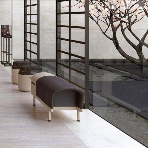 Tabouret contemporain - OLKI  - DIMENSIONE CHI WING LO - en cuir / en tissu / avec piètement en chêne