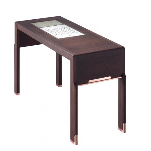 Console contemporaine - ESTI  - DIMENSIONE CHI WING LO - en sucupira / en pierre naturelle / avec piètement en bois