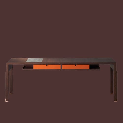 Console contemporaine - ESTI  - DIMENSIONE CHI WING LO - en sucupira / en cuir / en pierre naturelle