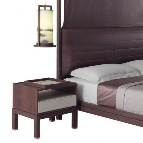 Table de chevet contemporaine - IDYS - DIMENSIONE CHI WING LO - en sucupira / en cuir / en pierre naturelle