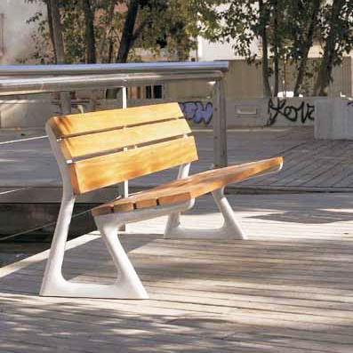 Banc public contemporain - MILLENIUM  - Colomer - en bois / en acier inoxydable / en fonte d'aluminium