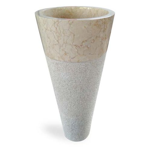 Vasque sur pied - CIRCULAR BEIGE - Mosavit - en pierre naturelle / conique / contemporaine