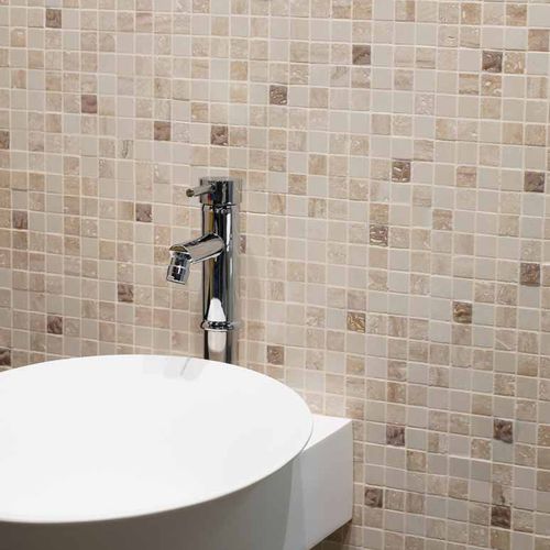 Mosaïque de salle de bain - TRAVERT-BOTTICINO DROPS - Mosavit - murale / en marbre / beige