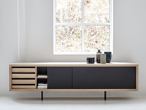 Buffet contemporain - GRAND - DK3 - en chêne / en noyer / en acier