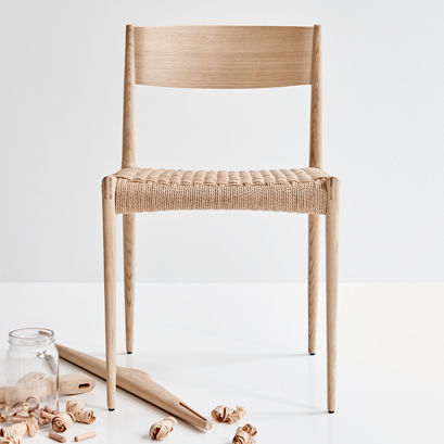 Chaise contemporaine - PIA - DK3 - d'intérieur / en chêne / tapissée