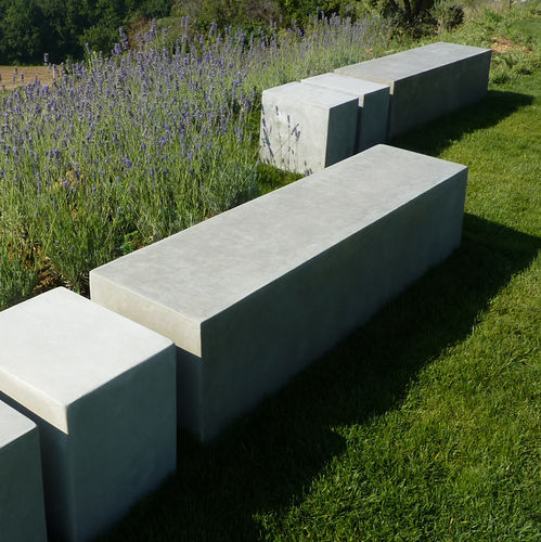 Banc de jardin contemporain - BASIC.4 - LOVECEMENT - en fibro-ciment / fait main