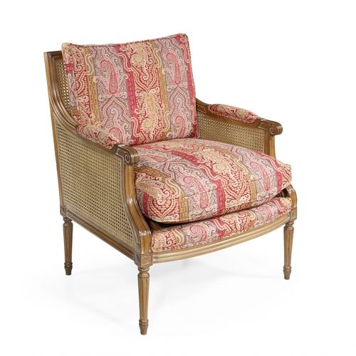 Fauteuil de style Louis XVI - COLOGNE - Oficina Inglesa - en tissu / en cuir / en chêne