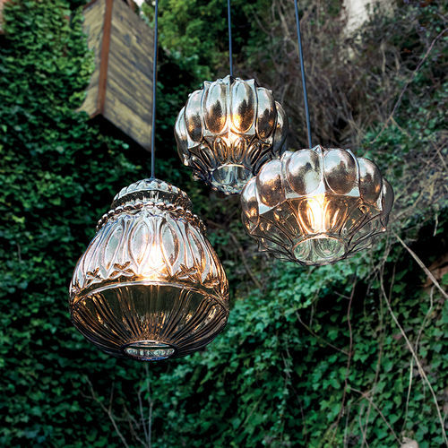 Suspension - GINGER - KARMAN - en verre fumé / en paille / rétro
