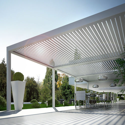 Pergola adossée - BIOSHADE  - DIRELLO S.R.L - en aluminium / à lames orientables / à lames brise soleil