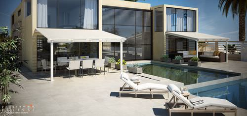 Pergola adossée - ECLISSI - DIRELLO S.R.L - en aluminium / à lames orientables / à lames brise soleil