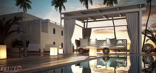Pergola autoportée - ECLISSI - DIRELLO S.R.L - en aluminium / à lames brise soleil / sur mesure