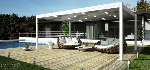 Pergola adossée - WEAVE - DIRELLO S.R.L - autoportée / en aluminium / couverture en toile