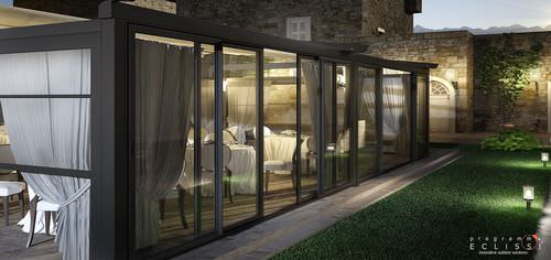 Paravent contemporain - SLIDE - DIRELLO S.R.L - en verre / en aluminium / professionnel