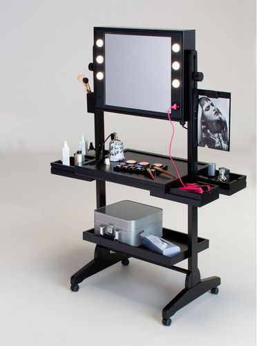 Coiffeuse contemporaine - L400X2 WITH DOUBLE FRAMED MIRROR - CANTONI - en bois / pour salon de coiffure / rétroéclairée