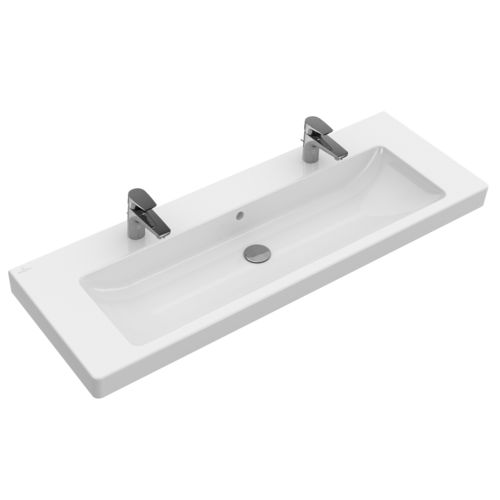 Vasque suspendue - SUBWAY 2.0: 7176D3 - Villeroy & Boch - en porcelaine / avec plan intégré / double