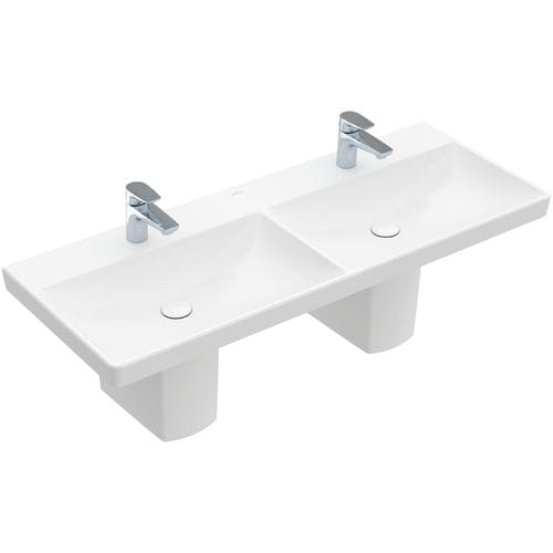Vasque suspendue - AVENTO : 4A23CG - Villeroy & Boch - en céramique / double / rectangulaire