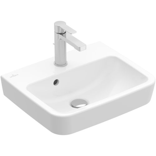 Vasque suspendue - O.NOVO: 434445 - Villeroy & Boch - en céramique / avec mitigeur / rectangulaire