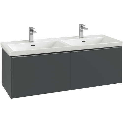Meuble vasque double - SUBWAY 3.0: C56700 - Villeroy & Boch - suspendu / en bois / en aluminium