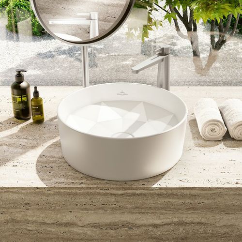 Vasque à poser - OCTAGON - Villeroy & Boch - en céramique / ronde / 1 trou