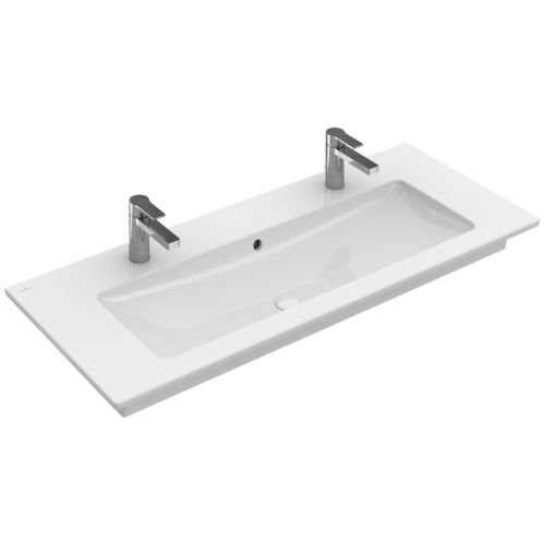 Vasque suspendue - VENTICELLO:  4104CG - Villeroy & Boch - en porcelaine / avec porte-serviettes intégré / double
