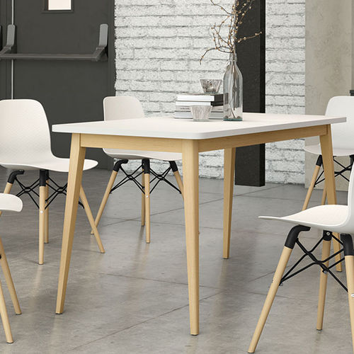 Table de travail contemporaine - NEXOS - Mobel Línea - en stratifié / avec piètement en bois / rectangulaire