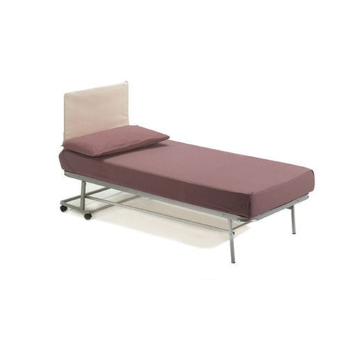 Lit simple - LERI - smqrt beds - contemporain / avec tête de lit tapissée / à roulettes