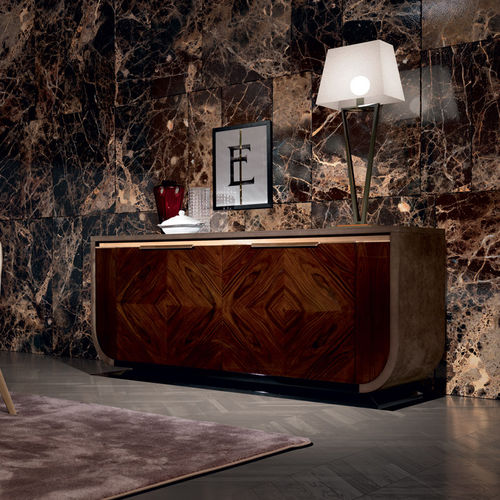 Buffet contemporain - CHARLESTON - Villa Nova Italia - en bois de rose / en cuir / en marbre
