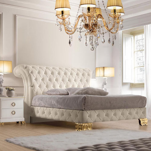 Lit double - RIVA - Villa Nova Italia - classique / tapissé / avec tête de lit tapissée