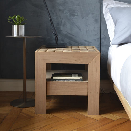 Table de chevet contemporaine - Sofia  - mg12 - en bois / carrée / avec tiroir