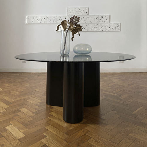 Table contemporaine - Giorgia - mg12 - en MDF laqué / en verre / en métal