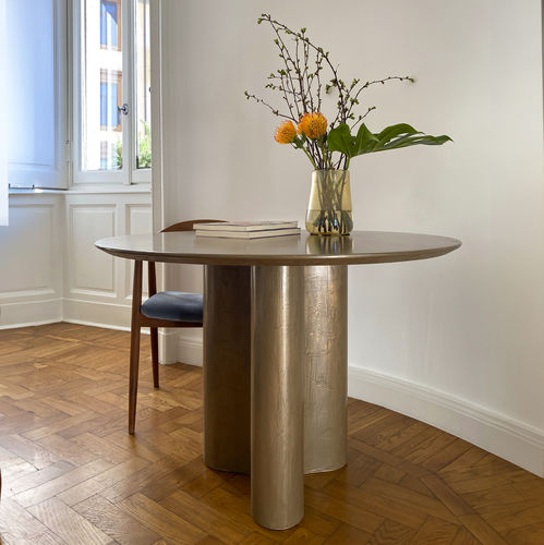 Table contemporaine - Giorgia - mg12 - en bois / en bronze / avec piètement en bronze