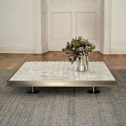 Table basse contemporaine - Sofia  - mg12 - en acier / en onyx / avec piètement en acier