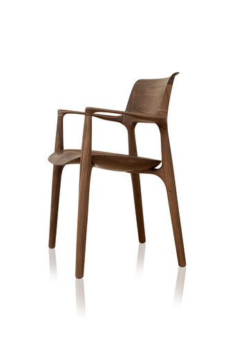 Chaise contemporaine - EASY - SOLLOS - en bois courbé / en bois / tapissée
