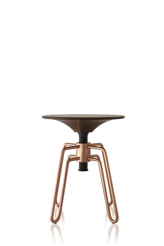 Tabouret contemporain - PHILIPS - SOLLOS - en bois massif / avec piètement en acier / avec piètement en cuivre