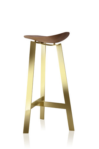 Tabouret de bar contemporain - EASY - SOLLOS - en bois / avec piètement en métal