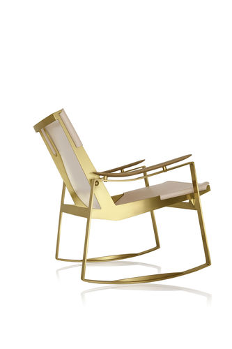 Fauteuil contemporain - LICCE - SOLLOS - en cuir / en laiton