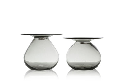 Table basse contemporaine - MUSH - SOLLOS - en verre / ronde / résidentielle
