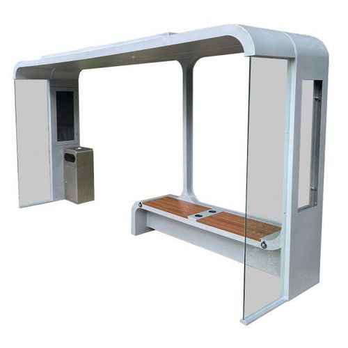 Abribus en acier inoxydable - WYS series - The solar range - avec banc / LED / avec panneau photovoltaïque intégré