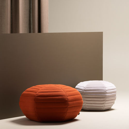 Pouf contemporain - POPPY - Fogia - en tissu / rond / gris