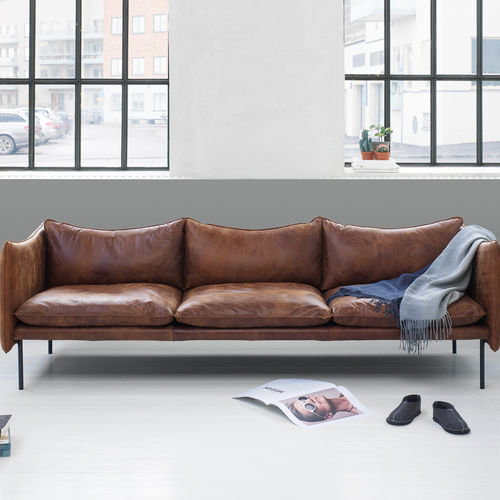 Canapé contemporain - TIKI - Fogia - en tissu / en cuir / avec coussin amovible