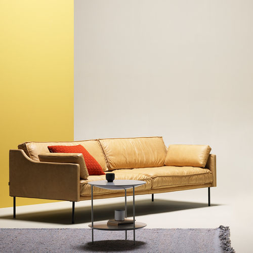 Canapé contemporain - DINI - Fogia - en cuir / avec coussin amovible / marron