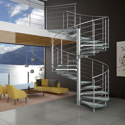 Escalier en colimaçon - GLASSTREE - IAM Design - à marches en verre / structure en acier inoxydable / contemporain